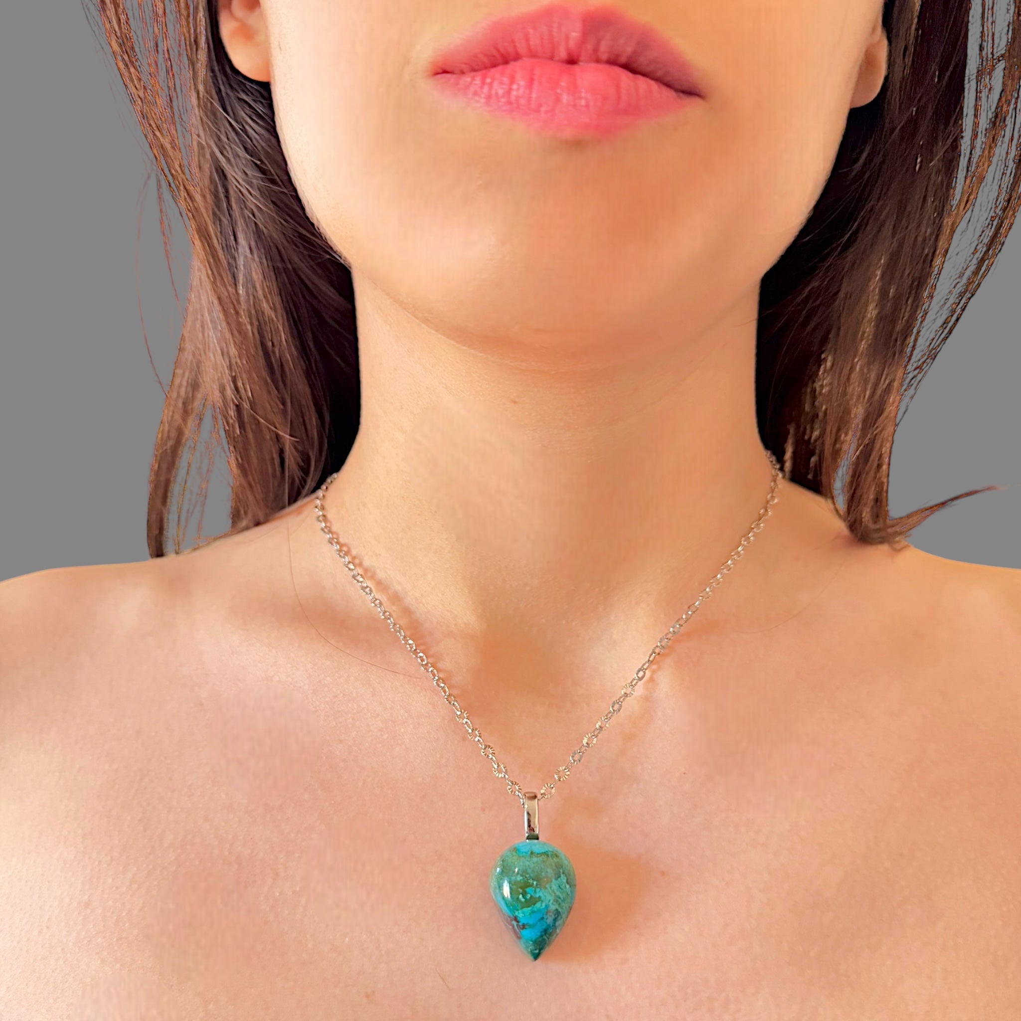 Collana crisocolla goccia 23x21 mm Sharifa Crystals